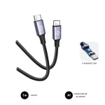 Cable USB-C Subblim Plus 100W 2m Nylon Trenzado Chip E-Marker Transferencia 480Mbps Negro