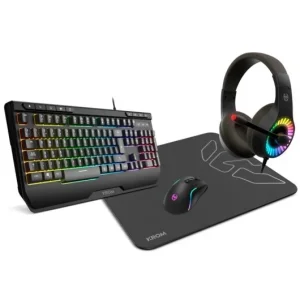 Krom Kenya Combo Gaming 4 en 1 RGB Auriculares Teclado Ratón Alfombrilla